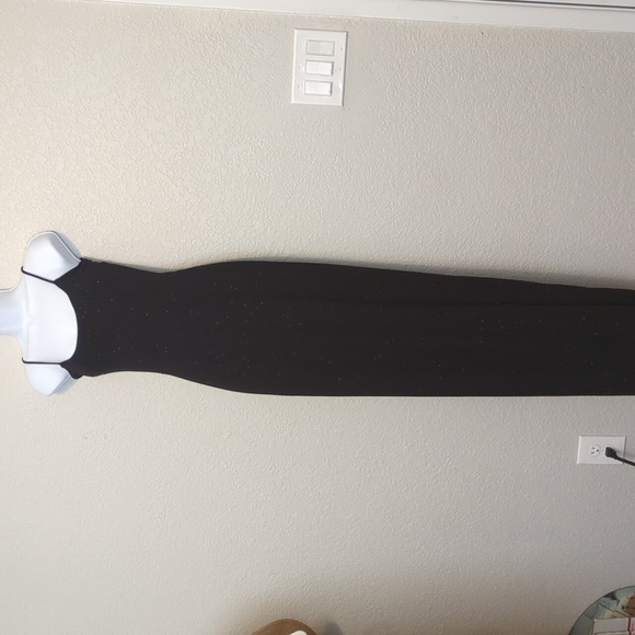 Windsor black glitter formal sleeveless maxi dress thigh high slit - Picture 3 of 10